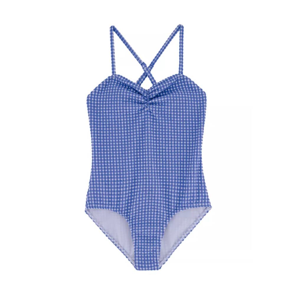 Roxy Girls Blue Gingham One-Piece Swimsuit